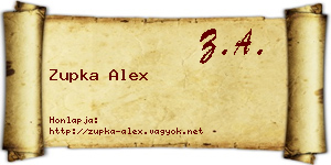 Zupka Alex névjegykártya